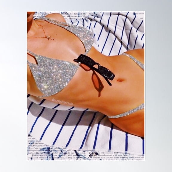 Bikini On The Beach Poster Wall Art, Modern Wall Decor For Living Room Bedroom, 24x36 UNFRAMED