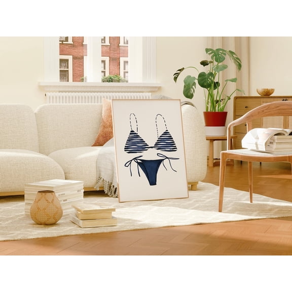 Bikini Print, Navy Blue Bathing suit Art, Beach House Art, Swimsuit Wall Art, Beach Bathroom Art, Beachy Prints, Lake House Decor, Poster Decor, Size 8x12 UNFFRAMED F03.1.8l111