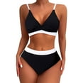 thumbnail image 1 of Bikini Sale Women Women White Trim Bikini Set V Neck Tank Swimsuits Cropped Bikini Swimsuit Dressy Summer Swimsuit, 1 of 5