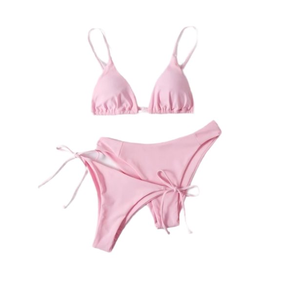 Bikini Set & Mesh Cover Up Three Piece Women's Solid Color Alluring High Waisted Swimsuit Built-In Padding Beach Party Set