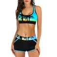 thumbnail image 1 of Bikini Set Printed Striped Flower Summer Beachwear High Waist Split Women Swimwears Swimsuits Tankinis Set, 1 of 4