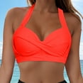 thumbnail image 1 of Bikini Set Women Swimwear Tops Underwire Full Coverage Push Up Crop Top Back Tie Beach Bathing Suit, S, Watermelon Red, 1 of 6