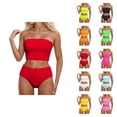 thumbnail image 1 of Bikini Set for Women Cutout Top Two Piece Swimsuit High Waist Bottom Tummy Control Swimwear Beach Vacation Pool Party, 1 of 6