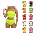 thumbnail image 1 of Bikini Set for Women Cutout Top Two Piece Swimsuit High Waist Bottom Tummy Control Swimwear Beach Vacation Pool Party, 1 of 5