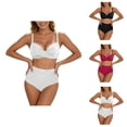 thumbnail image 1 of Bikini Set for Women Three Piece Swimsuit with Cover Up Skirt High Waisted Bottom Tummy Control Swimwear Beach Vacation Outfit, 1 of 6