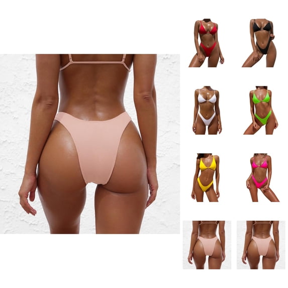 Bikini Set for Women Two Piece Swimsuit U Wire Cutout High Waisted Textured Swimwear Tummy Control Bathing Suit Beach Vacation