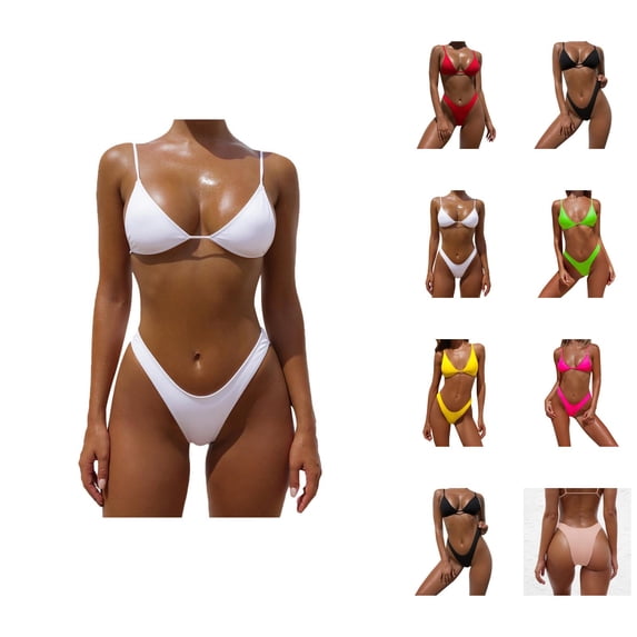 Bikini Set for Women Two Piece Swimsuit U Wire Cutout High Waisted Textured Swimwear Tummy Control Bathing Suit Beach Vacation