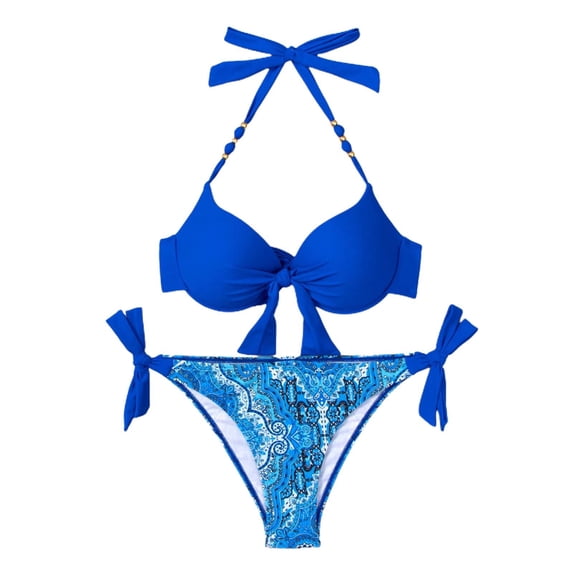 Bikini Sets For Women Two Piece High Waisted Halterneck Flattering Swimwear Seaside Beachwear Swimsuits