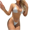 thumbnail image 1 of Bikini Sets for Women Sexy,Summer Swimsuit Women Bikini,Swimsuits for Women 2 Piece High Waisted,Women's Solid Color Sexy Bikini Thong Sparkling Split Strap Swimsuit Two-piece Set, 1 of 3