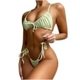 thumbnail image 1 of Bikini Sets Women Sexy Two Piece Swimsuit Ruched Bikini Top and Tie Side Bottom Swimsuit Triangle String Bathing Suits, 1 of 6