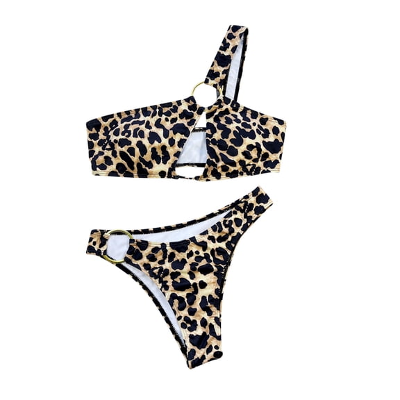 Bikini Sets for Women Two Piece Swimsuit Push Up Triangle Top Women Sexy Leopard Printed Bikini Push-Up Padded Swimwear Swimsuit Beachwear Set Brown L