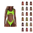 thumbnail image 1 of Bikini Sets for Women 2 Piece Scoop Neck Cut out Push Up Bikini Top Strappy Bottom Bathing Suit Swimsuits Swimwear, 1 of 8