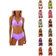 thumbnail image 1 of Bikini Sets for Women Halter Push Up Triangle Bikini Top with High Waisted Swim Bottom Two Piece Swimsuit Bathing Suit, 1 of 6