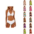 thumbnail image 1 of Bikini Sets for Women Halter Push Up Triangle Bikini Top with High Waisted Swim Bottom Two Piece Swimsuit Bathing Suit, 1 of 6