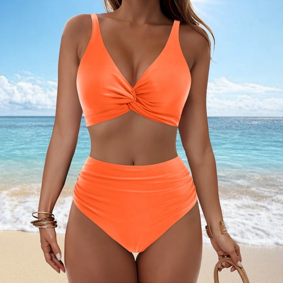 Bikini Sets for Women High Waisted Push Up Swim Top and Seamless Stretchy Cheeky Briefs