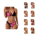 thumbnail image 1 of Bikini Sets for Women Printed Bandeau Triangle Top And Tied Side Bottom Womens Swimsuits Swimsuit, 1 of 5