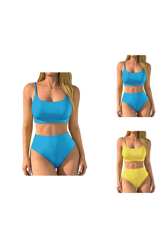 Bikini Sets for Women Push Up Two Piece Tankini Set High Waist Bottoms Bathing Suit Supportive Performance Swimwear for Summer Pool