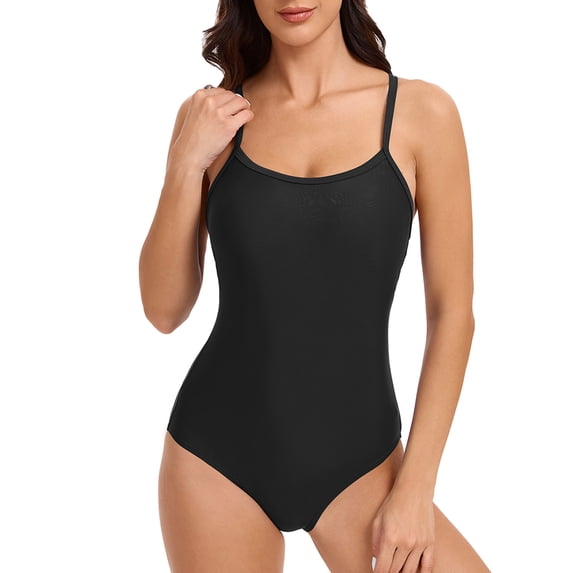 Bikini Sets for Women Push up New Women's Sports Fashion Solid Color Summer Slim Jumpsuit Sports Surf Suit Swimsuit Style B-25 Black S