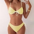 thumbnail image 1 of Bikini Sets for Women Ruched Tie Front V Neck Top Side Tie High Cut Two Piece Bathing Suits Textured Crinkle Flattering Swimwear, 1 of 7