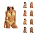 thumbnail image 1 of Bikini Sets for Women Ruffled Halter Triangle Bikini Top with Swim Bottom Two Piece Swimsuit Bathing Suit, 1 of 6