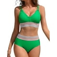 thumbnail image 1 of Bikini Sets for Women Scalloped Trim Bathing Suits High Waisted Tummy Control Two Piece Swimsuits 2025, 1 of 6