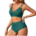 thumbnail image 1 of Bikini Sets for Women Scalloped Trim Swimsuits High Waisted Tummy Control Two Piece Bathing Suits 2025, 1 of 6