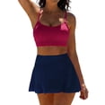 thumbnail image 1 of Bikini Sets for Women Scoop Neck Crop Top with Skirted Bottom 2 Piece Swimsuits Full Coverage Modest Bathing Suits for Pool Party, 1 of 5