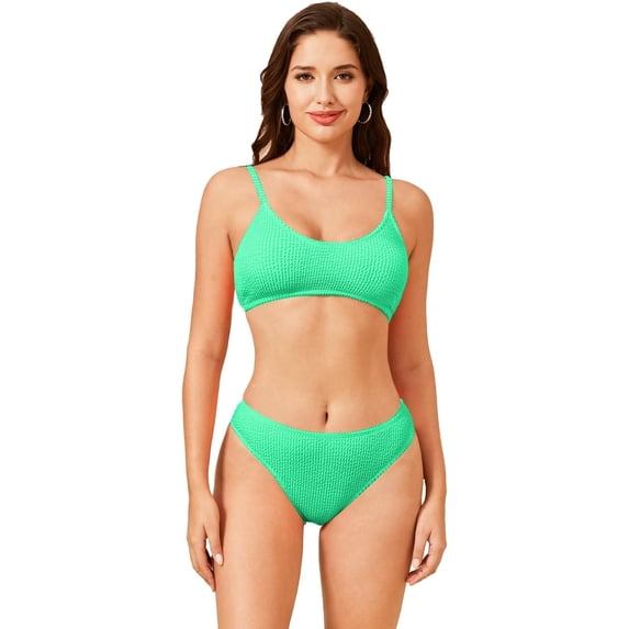 Bikini Sets for Women Solid Textured Bikini Bathing Suits 2 Piece Swimsuit