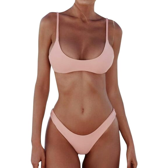 Bikini Sets for Women Spaghetti Strap Swim Bra with High Waist Thong High Waisted Bikini Sets for Women