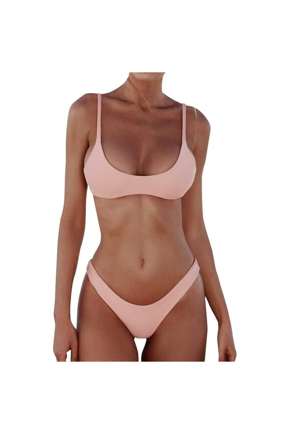 Bikini Sets for Women Spaghetti Strap Swim Bra with High Waist Thong High Waisted Bikini Sets for Women