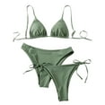 thumbnail image 1 of Bikini Sets for Women - Three Piece Swimsuits with 2 Swim Thongs (Classic & Side Tie) Summer Beach Bathing Suits (XL, Green), 1 of 4