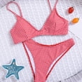 thumbnail image 1 of Bikini Sets for Women Two Piece String Triangle Set with Thong Bathing Suit Gingham High Cut Cheeky Swimsuit, 1 of 5