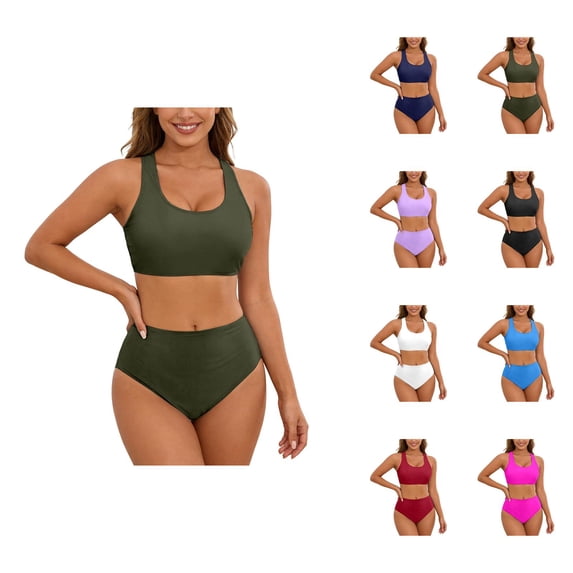 Bikini Sets for Women Two Piece Swimsuit Push Up Padded Top High Waisted Bottom Tummy Control Bathing Suit Beach Swimwear Vacation