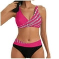 thumbnail image 1 of Bikini Sets for Women V Neck Halter Tummy Control Bathing Suits Two Piece Swimsuits Plus Size Beach Vacation Clothes, 1 of 6