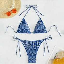 Feltree Women Bikini Junior Swimsuits for Teen Girls 2 Piece Bathing Suits  Thong String Triangle Bikini Black XL