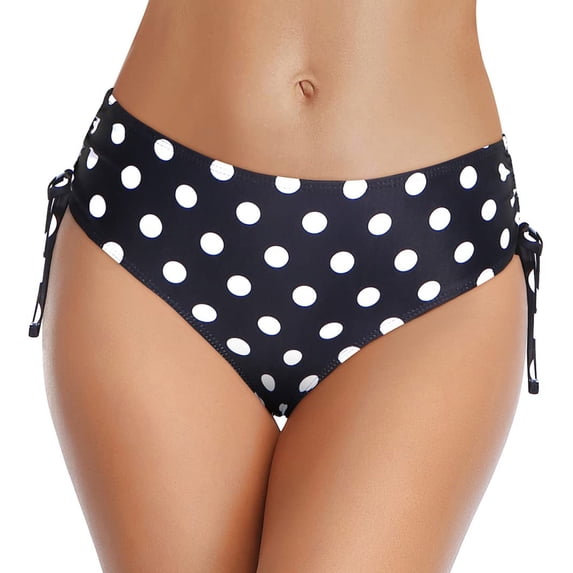 Bikini Shorts For Women Full Coverage Swimsuits For Women Black Mid Rise High Leg Bikini Bottom Womens Swimsuits