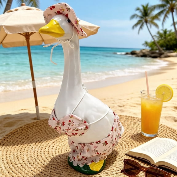 Bikini Style Goose Outfit, Decorative Porch Statue Costume, Summer Beach Theme Clothes, Lightweight Fabric Suit for Pool Party Yard Garden Outdoor Decoration