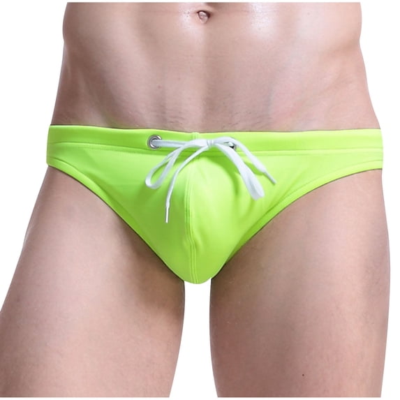 Bikini Swim Trunks for Men Low Rise Drawstring Swimming Briefs Mens Solid Stretchy Slim Comfort Beach Athletic Board Swimming Bottoms