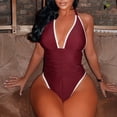 thumbnail image 1 of Bikini Swimsuit For Women Backless Vacation Bodycon Swimwear Womens Strapless Bikini Bikini High Cut Bikini for Teens Bathing Suit for Women Bikini Bikini Tops for Women Trendy Bikinis One Strap, 1 of 8