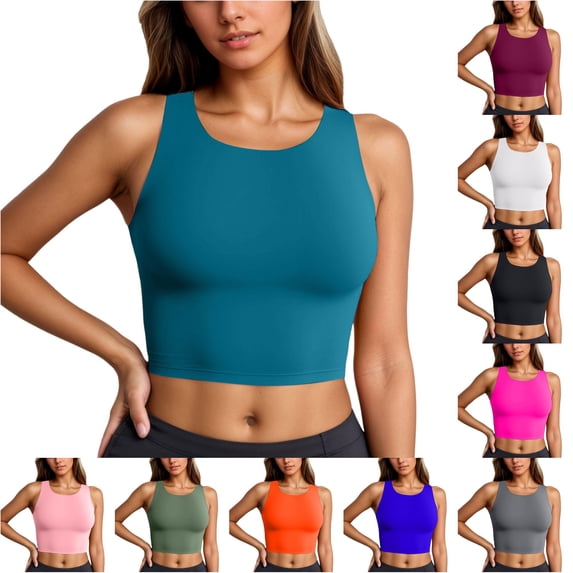Bikini Top For Women Round Neck Bra Sporty Racerback Bikini Tops Dark Green Tankini Womens Summer Outfit