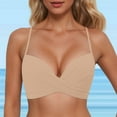 thumbnail image 1 of Bikini Top Women Swimwear Tops Underwire Full Coverage Push Up Swim Crop Top Tie Back Bathing Suit Tops Beige M, 1 of 5