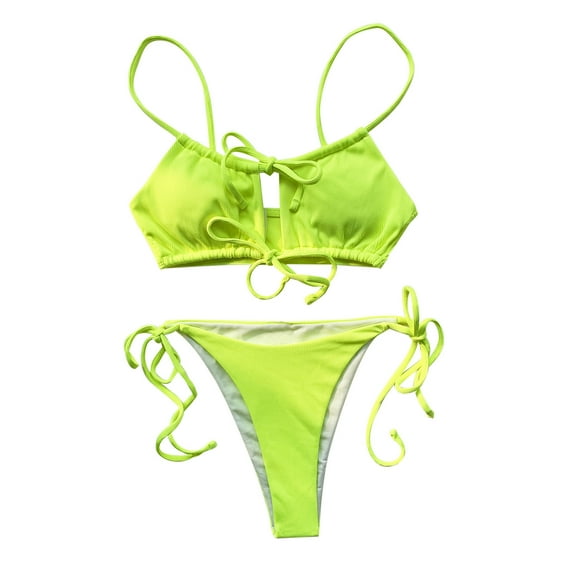 Bikini Top for Women Bathing Suit Criss Cross Self Tie Spaghetti Straps V Neck