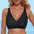 thumbnail image 1 of Bikini Top for Women Solid Color V Neck Push Up Padded Swimsuit Adjustable Strap Style Swim Tops Only(Black-2,XL), 1 of 7