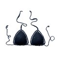 thumbnail image 1 of Bikini Tops For Women Solid Color Lined Casual Handmade Crochet Swimwear Top Only Black M, 1 of 3