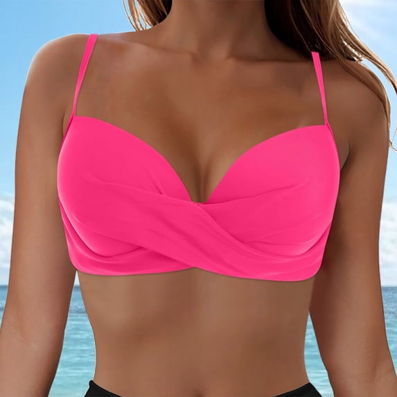 Bikini Tops For Women V Neck Sporty Racerback Bikini Tops Pink Bikini Women Summer Essentials