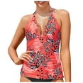 thumbnail image 1 of Bikini Tops for Women Full Coverage Women's Tankini Top No Bottom V Neck Swim Top Bathing Suit Top Female Womens Bikini & Tankini Tops(Watermelon Red,S), 1 of 5