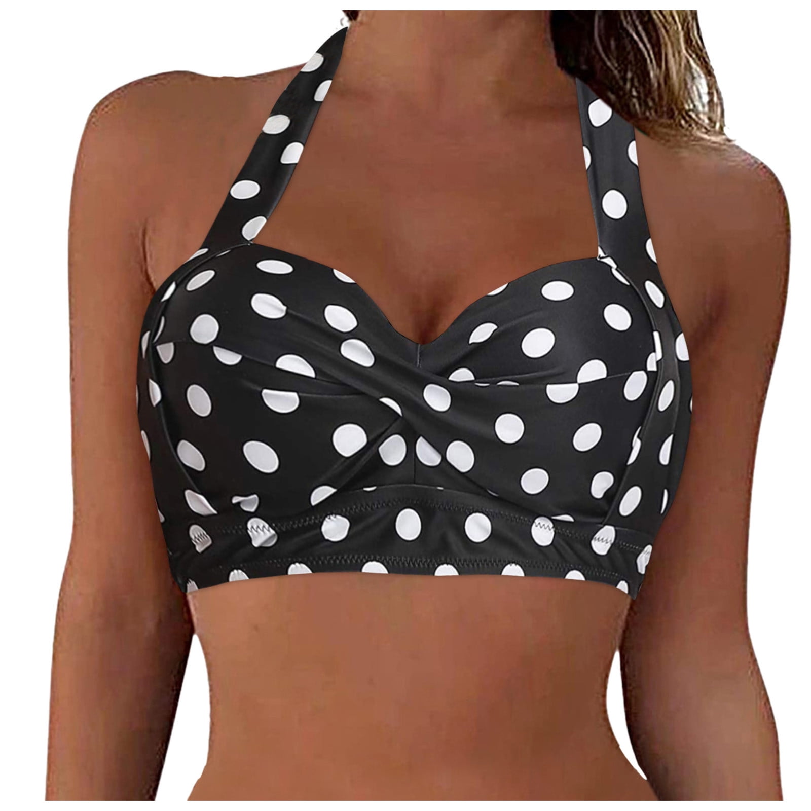 MKLEKYY Trajes De Baño Mujer Completo Women Lace Up Swimwear Tops Underwire Full Coverage Bikini Top Push Up Swim Crop Top Tie Back Bathing Suit Tops