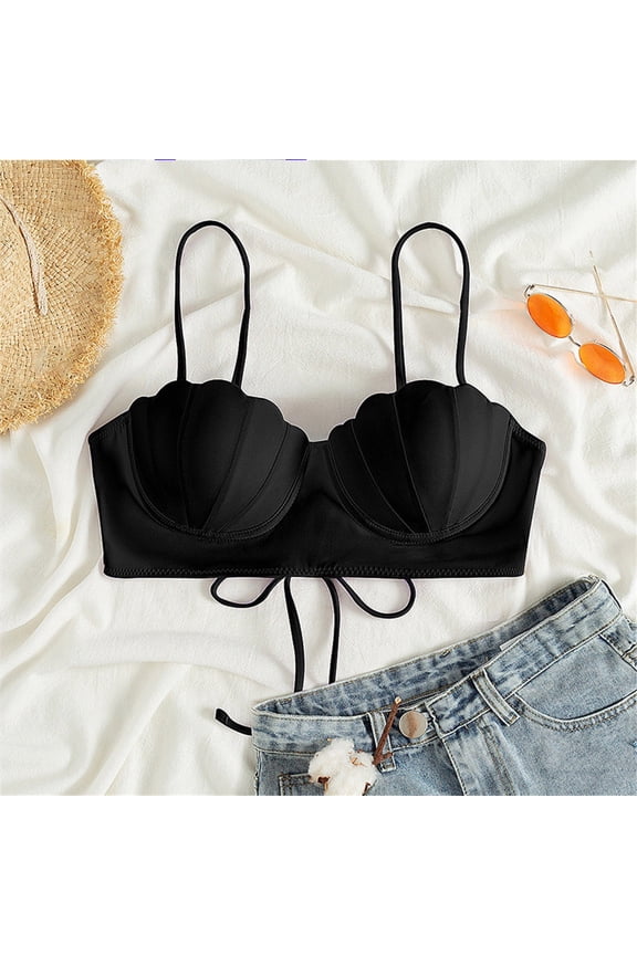 Bikini Tops for Women Paddded Strappy Seashell Bikini Top Swim Tops Push Up Bathing Suit Tops With Underwire Swimsuit Tops Swimsuit Padded L