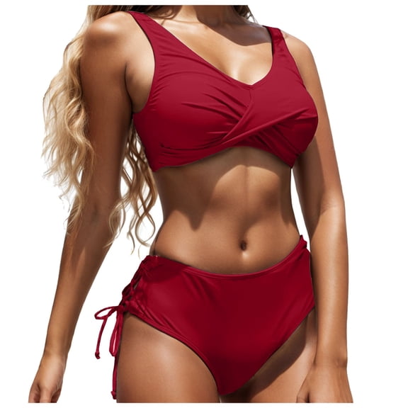 Bikini Tops for Women Push Up Swimsuit Top Lace Up Padded Bathing Suit Tops Twist Bikini Top Only