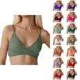 thumbnail image 1 of Bikini Tops for Women Push Up V Neck Adjustable Spaghetti Strap Twist Ruced Front Swimsuit Top Bathing Suit Tops, 1 of 6